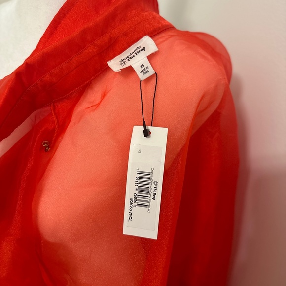 Sheer red blouse with gold buttons by Shopdandy - Picture 5 of 6